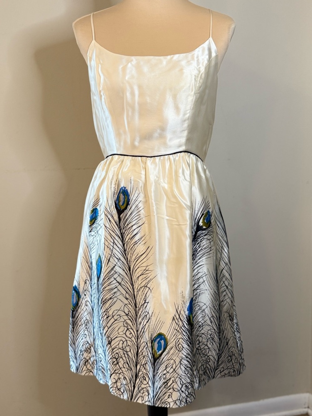 Matty M. Silk dress peacock for & flare racer back SZ M - Picture 7 of 15